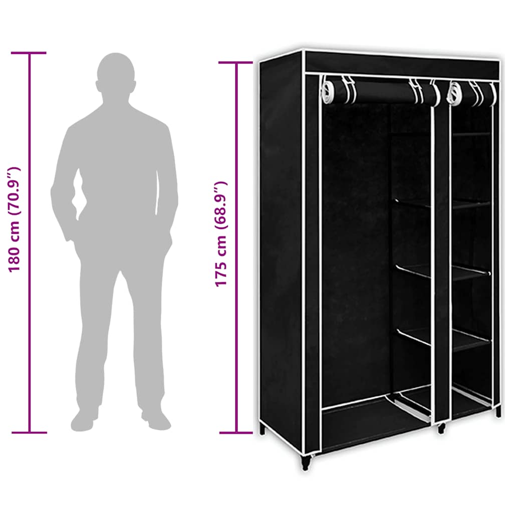 Folding Wardrobe Black 110 x 45 x 175 cm