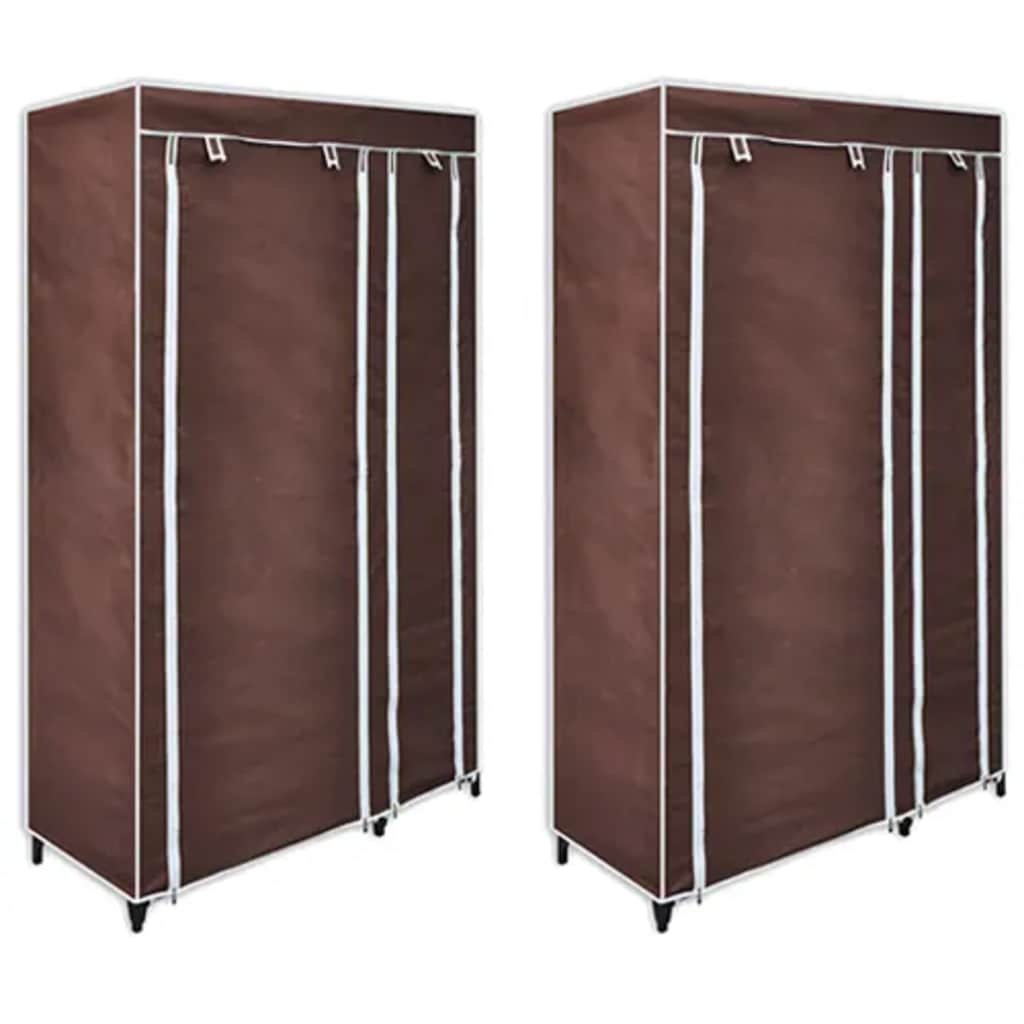 Fabric Wardrobes 2 pcs Brown