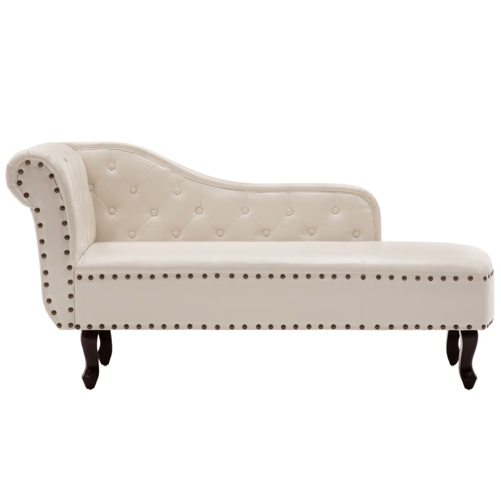 Chaise Longue Cream White Faux Leather