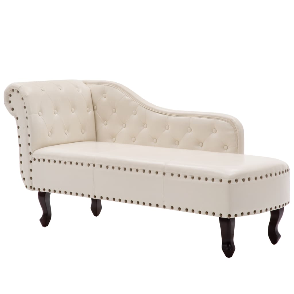 Chaise Longue Cream White Faux Leather