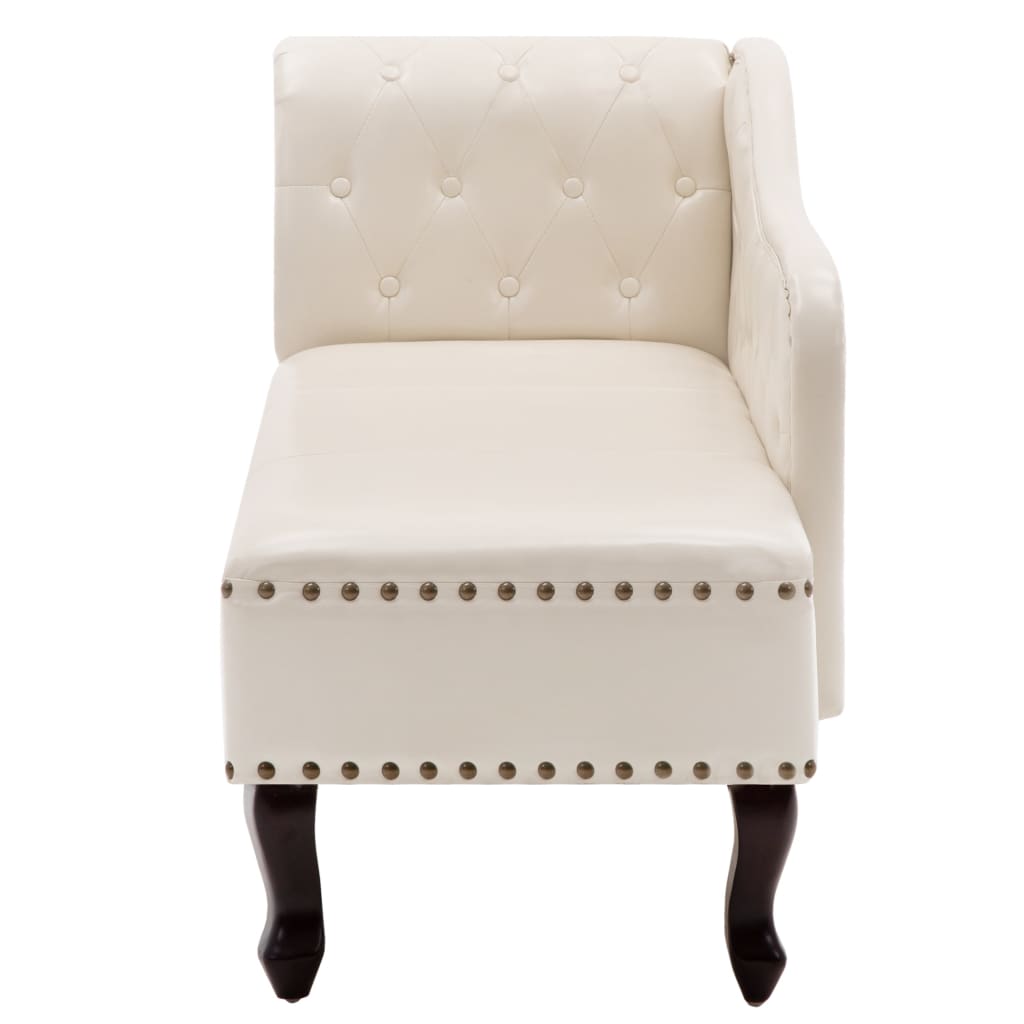 Chaise Longue Cream White Faux Leather