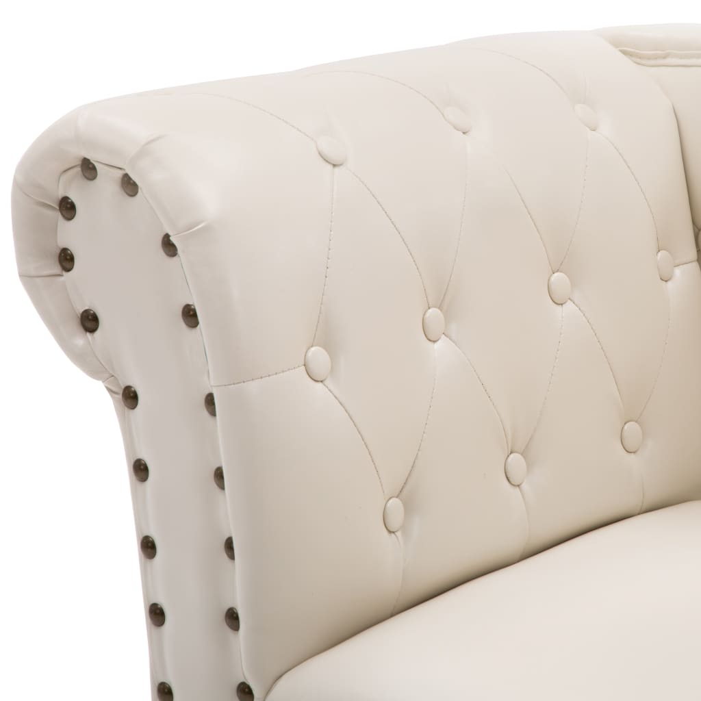 Chaise Longue Cream White Faux Leather