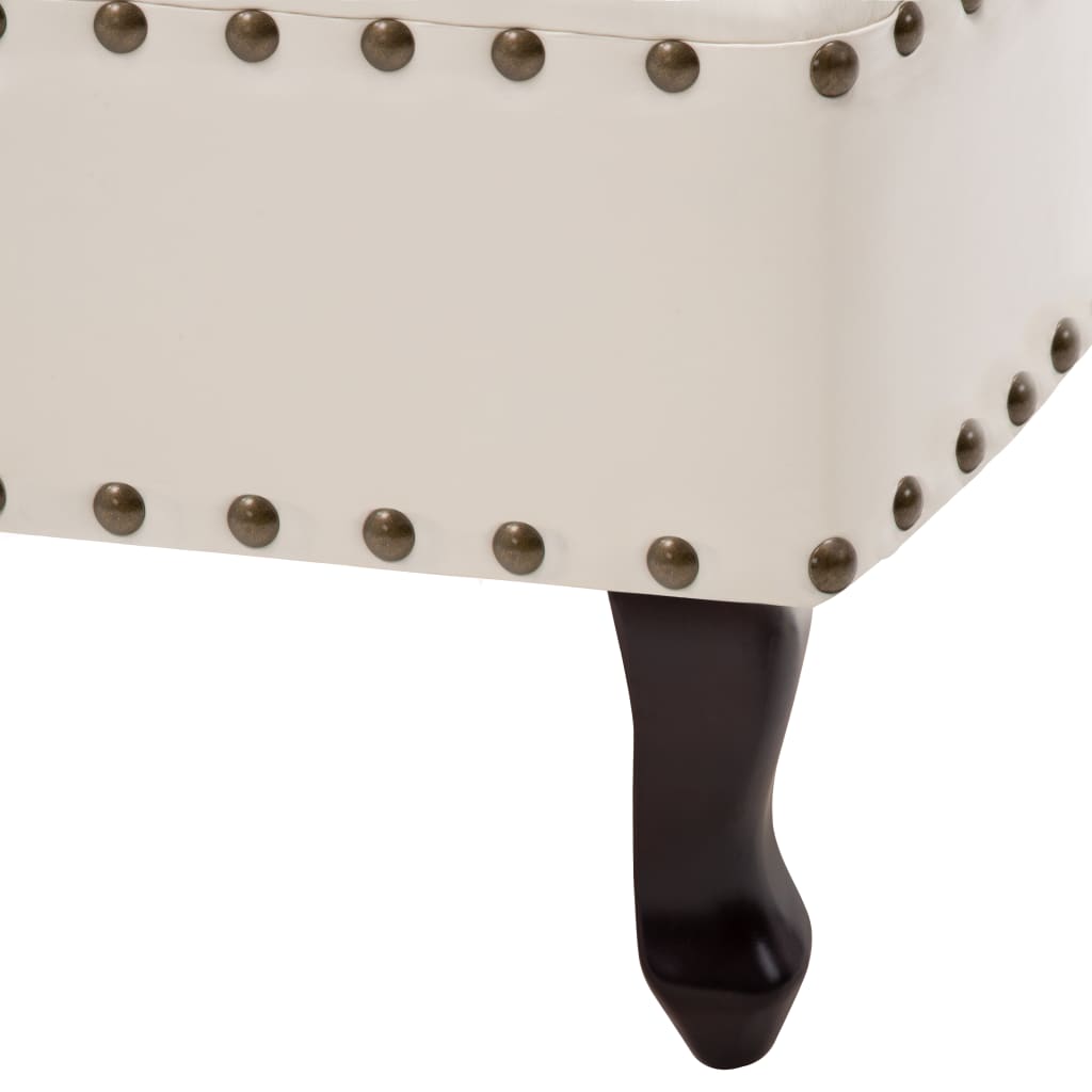 Chaise Longue Cream White Faux Leather