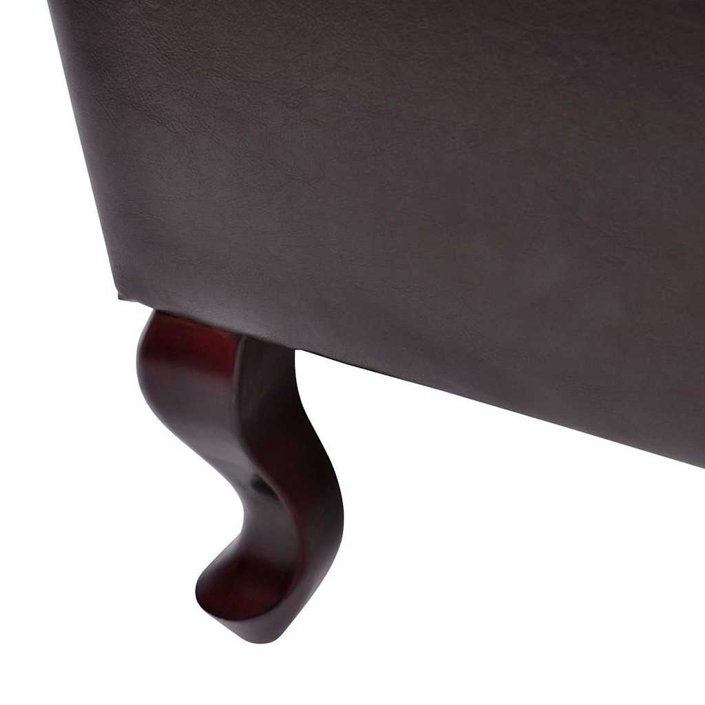 Armchair with Footstool Dark Brown Faux Leather