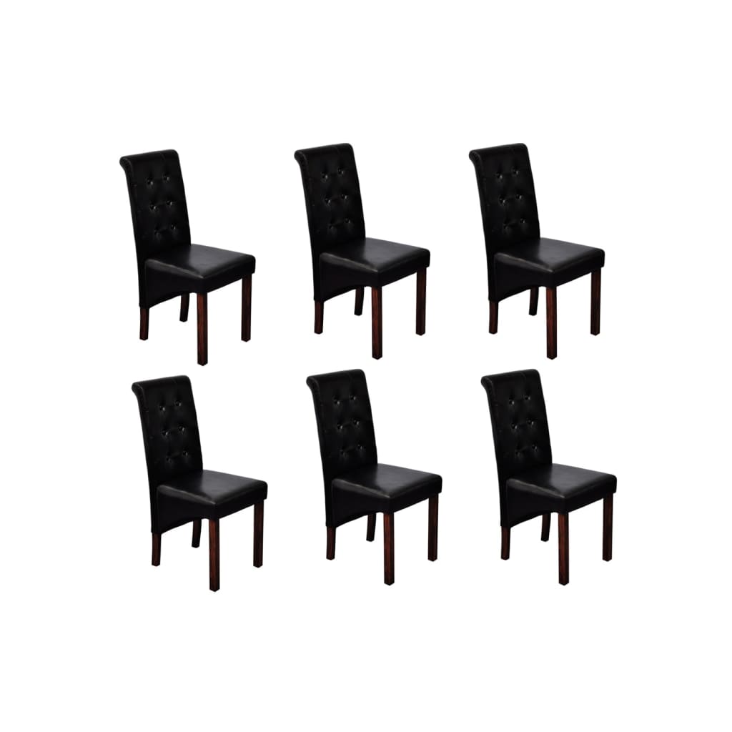 Dining Chairs 6 pcs Black Faux Leather