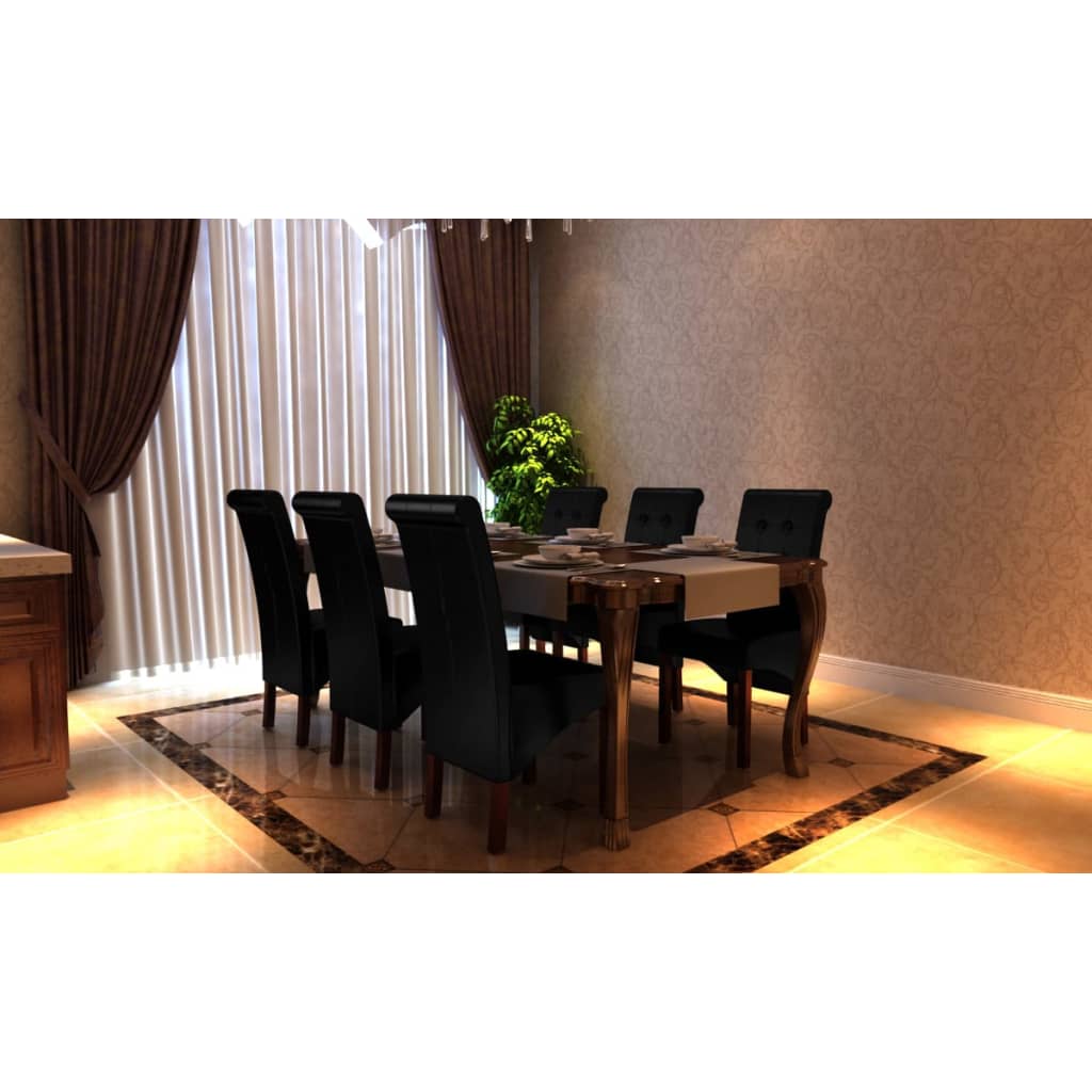Dining Chairs 6 pcs Black Faux Leather