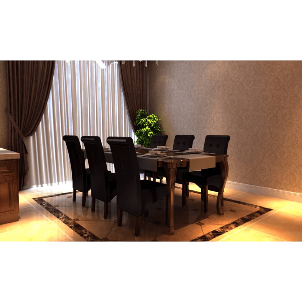 Dining Chairs 6 pcs Brown Faux Leather