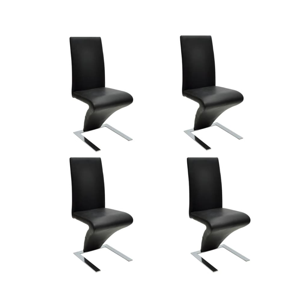 Dining Chairs 4 pcs Black Faux Leather