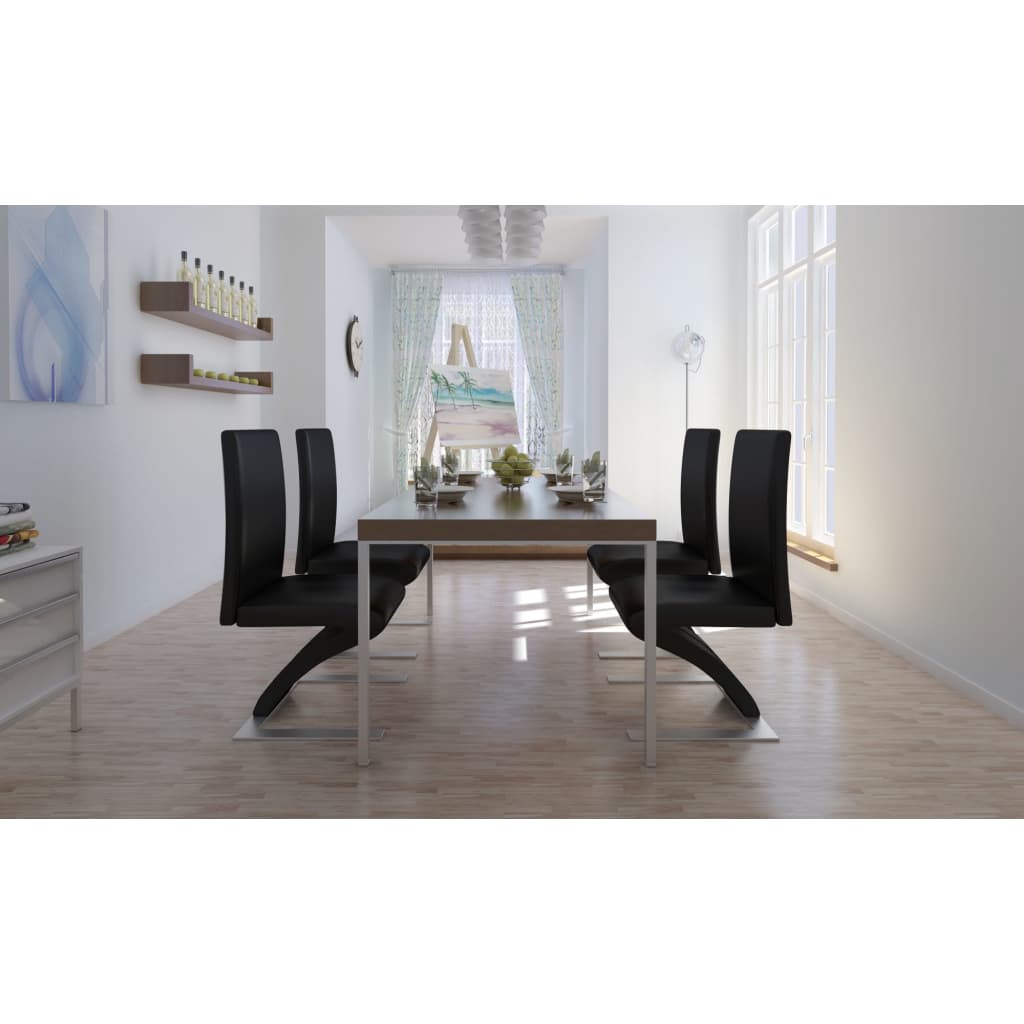 Dining Chairs 4 pcs Black Faux Leather