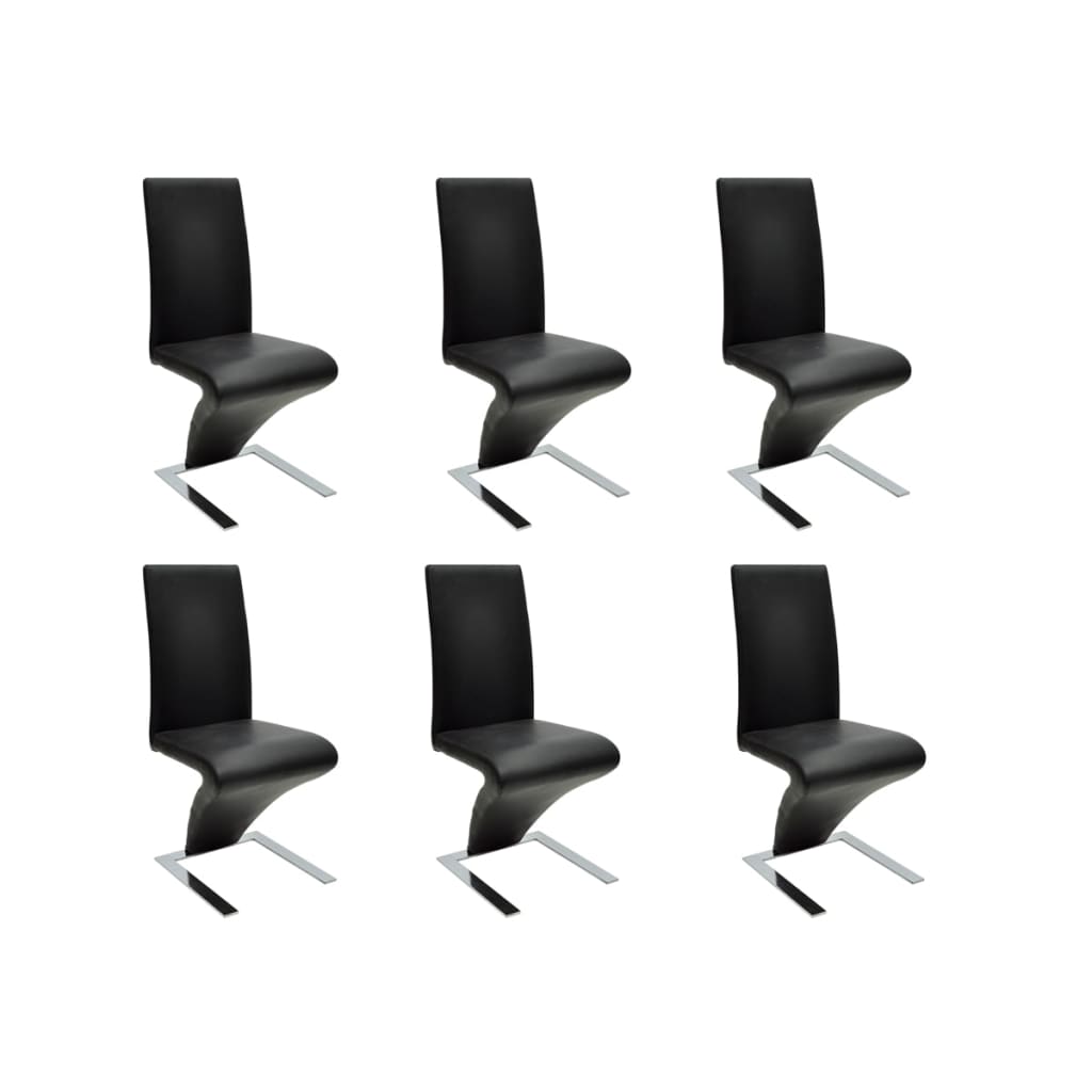 Dining Chairs 6 pcs Black Faux Leather