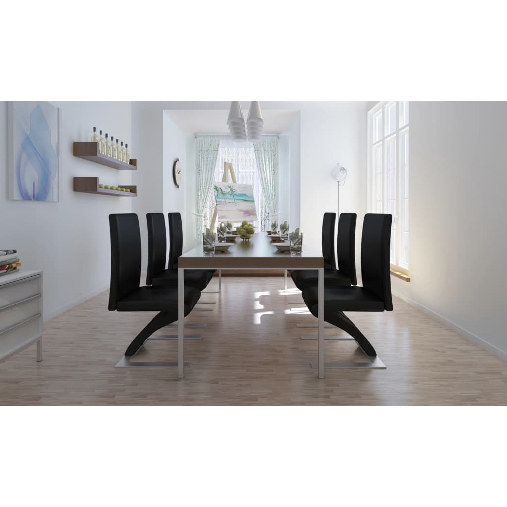 Dining Chairs 6 pcs Black Faux Leather