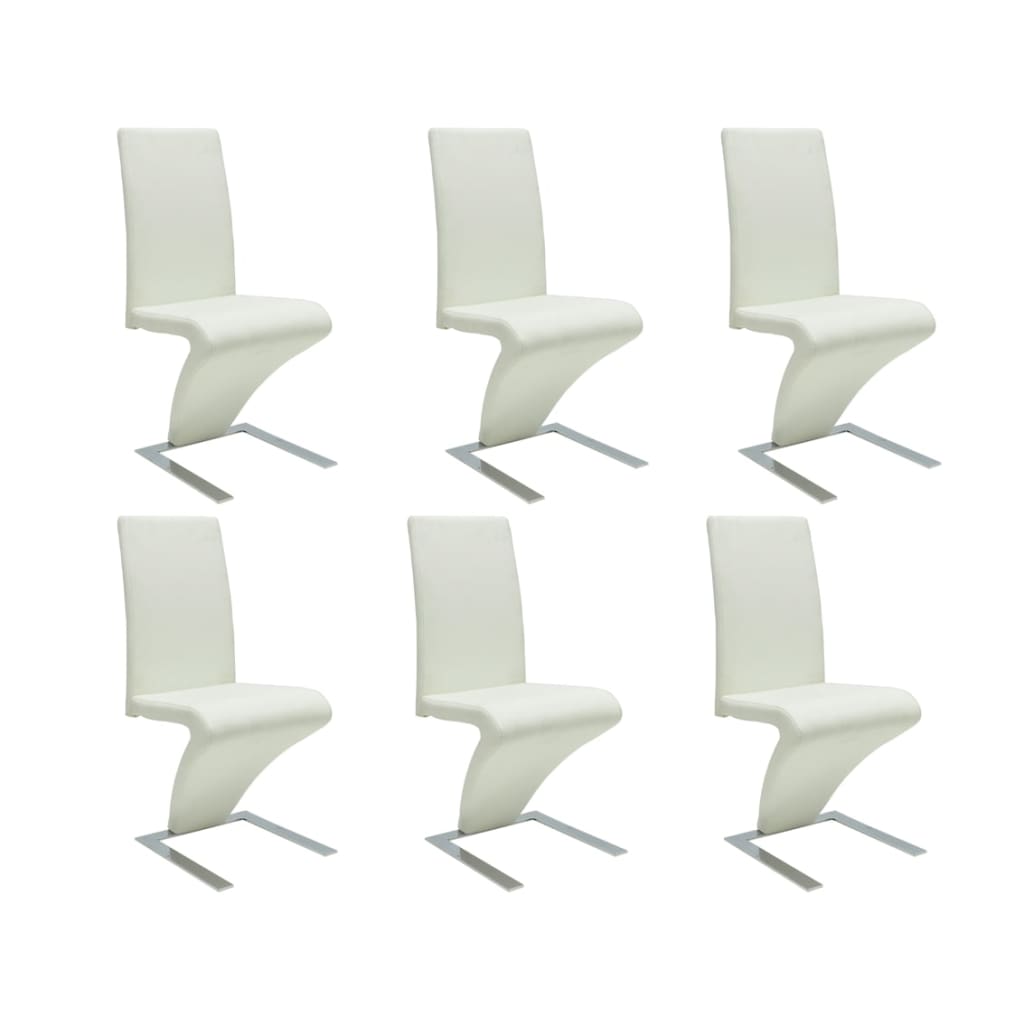 Dining Chairs 6 pcs White Faux Leather