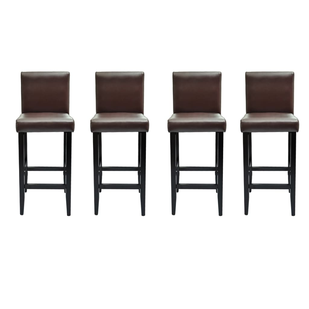 Bar Stools 4 pcs Dark Brown Faux Leather