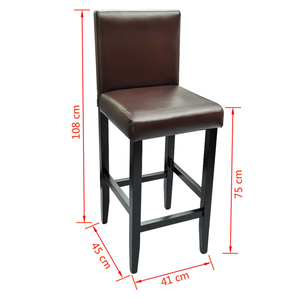 Bar Stools 4 pcs Dark Brown Faux Leather