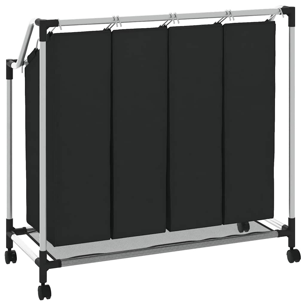 Laundry sorter with 4 bags black grey