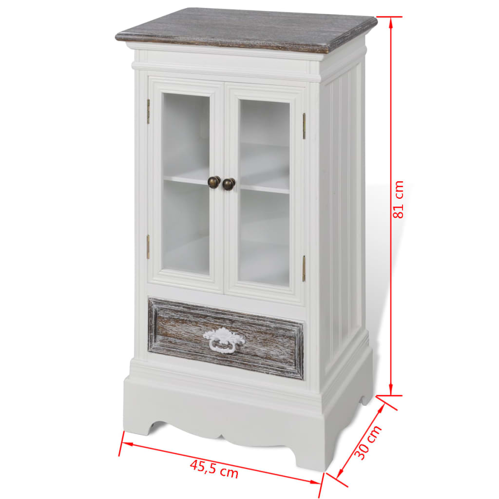 Cabinet 2 Doors 1 Drawer White Wood