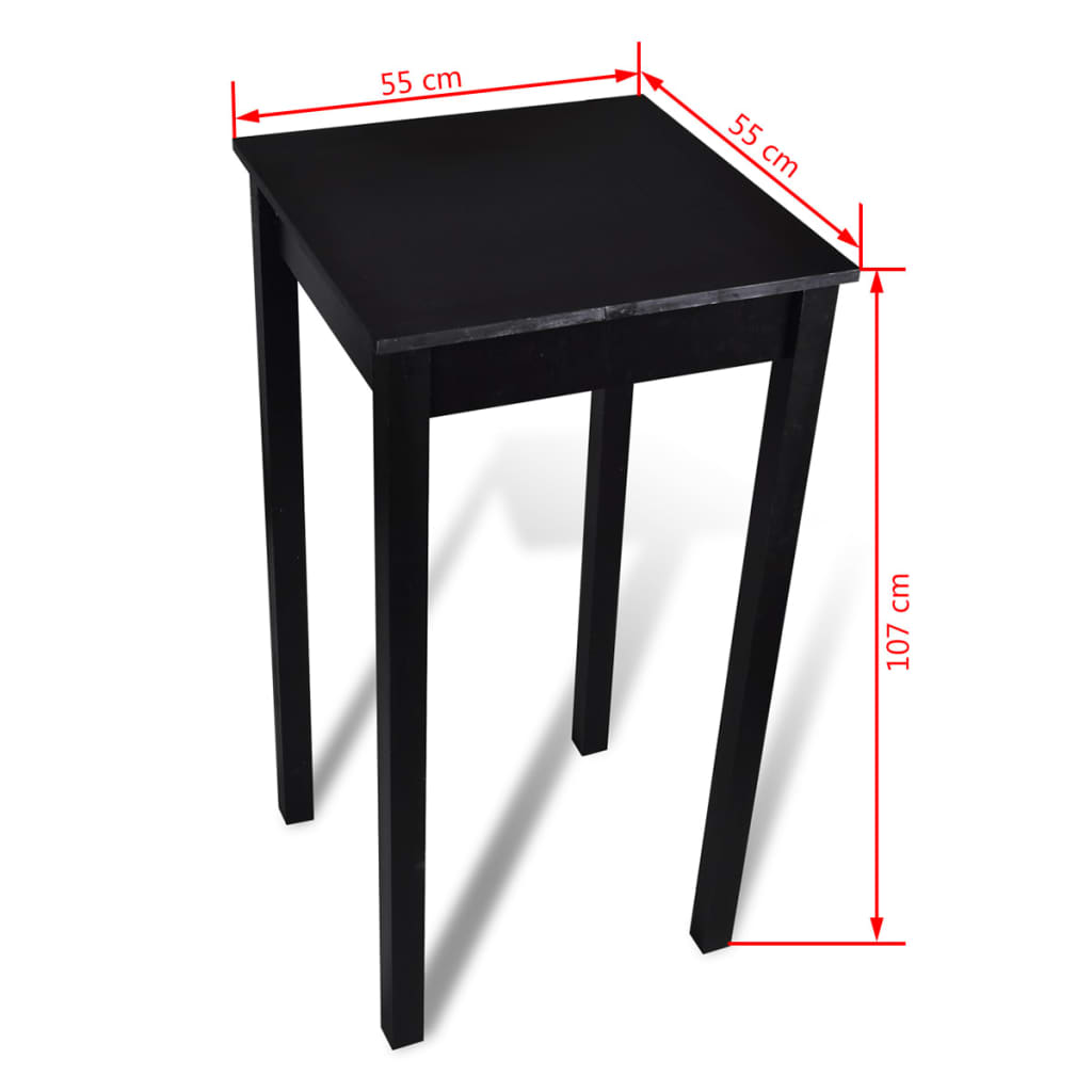 Bar Table with 2 Bar Chairs Black