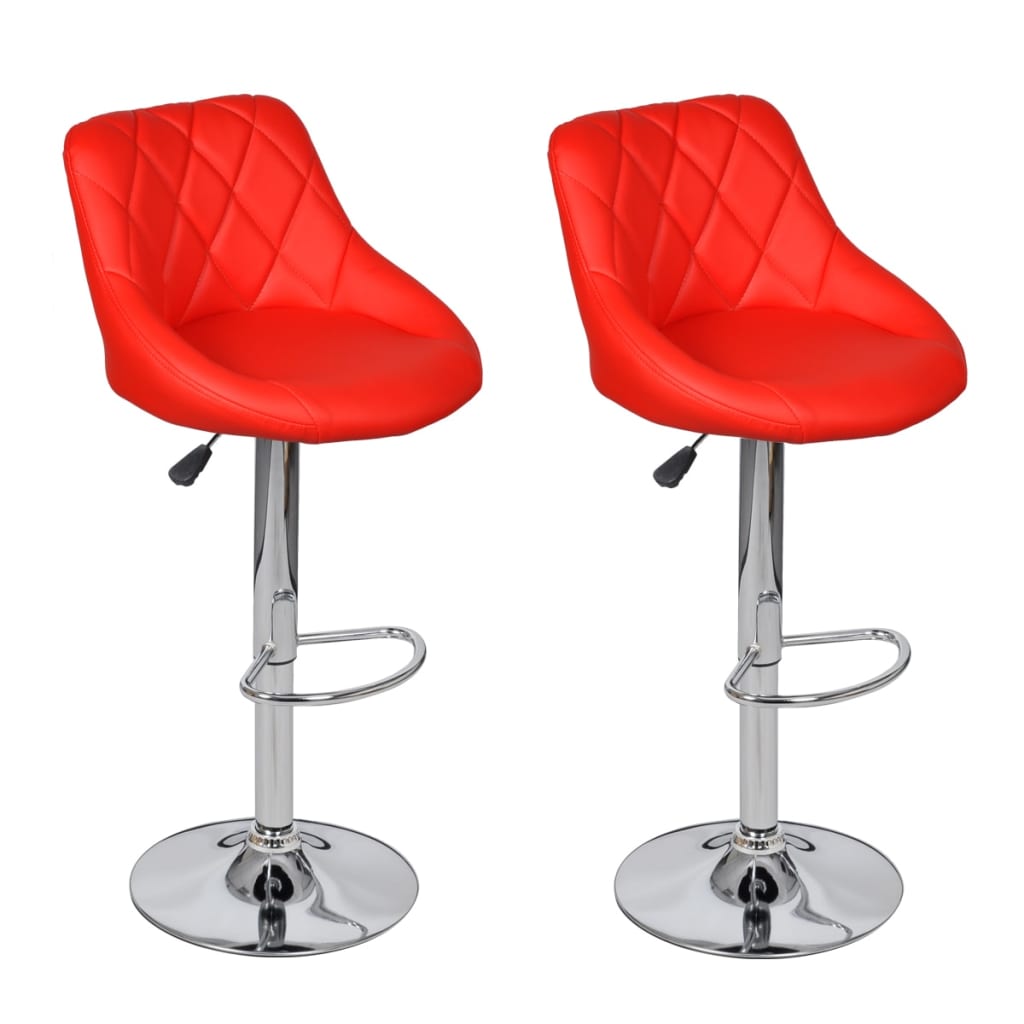 Bar Stools 2 pcs Red Faux Leather
