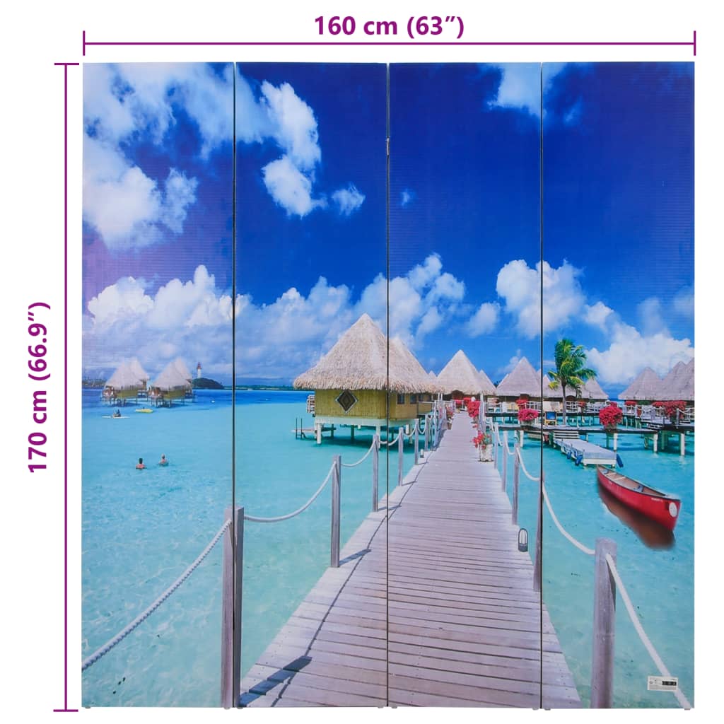 Folding Room Divider Print 160 x 170 Beach