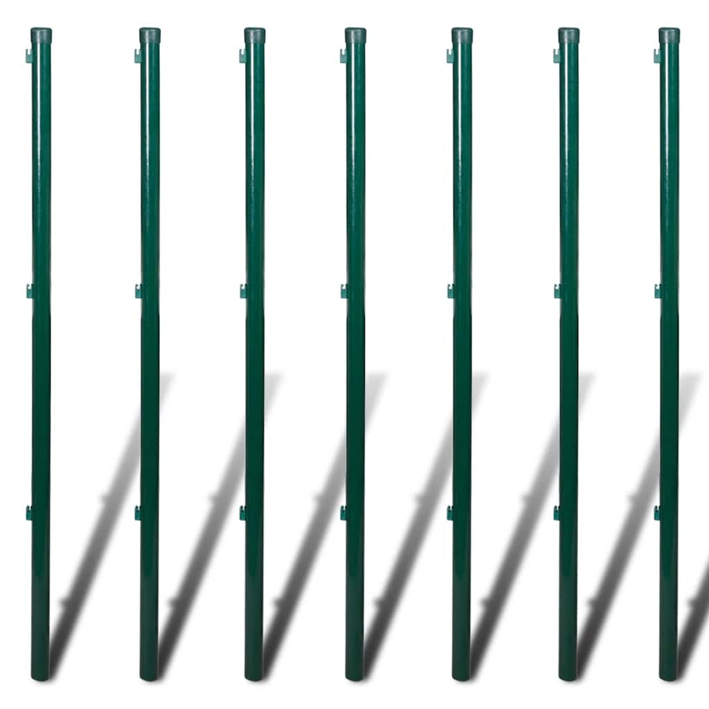 Chain Link Fence with Posts Steel 1x15 m Green