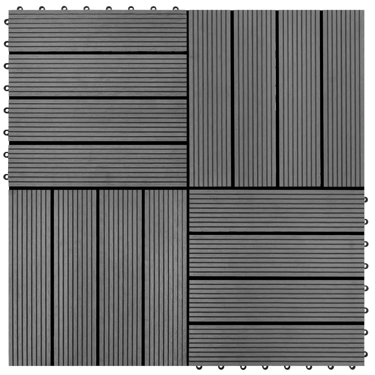 Decking Tile 11 pcs Grey 30 x 30 cm WPC