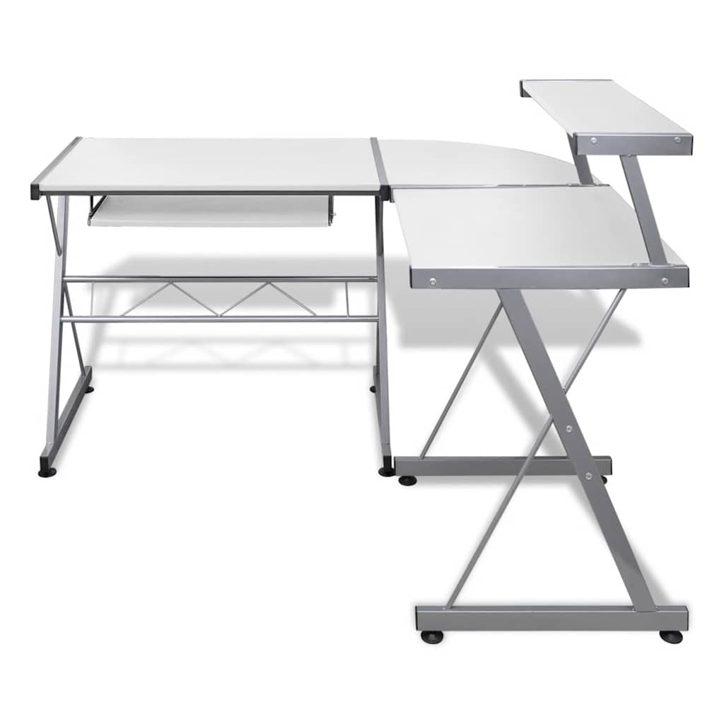 Computer Desk Workstation With Pull Out Keyboard Tray White