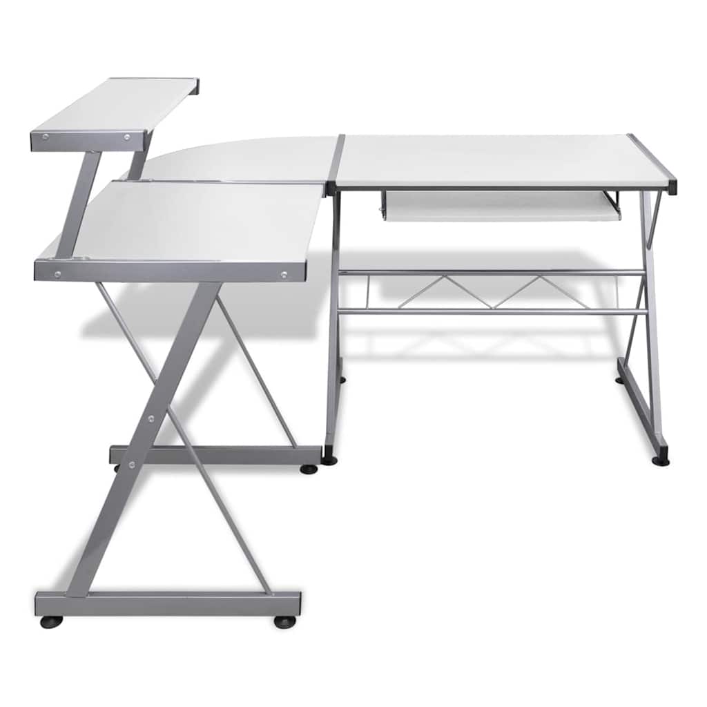 Computer Desk Workstation With Pull Out Keyboard Tray White
