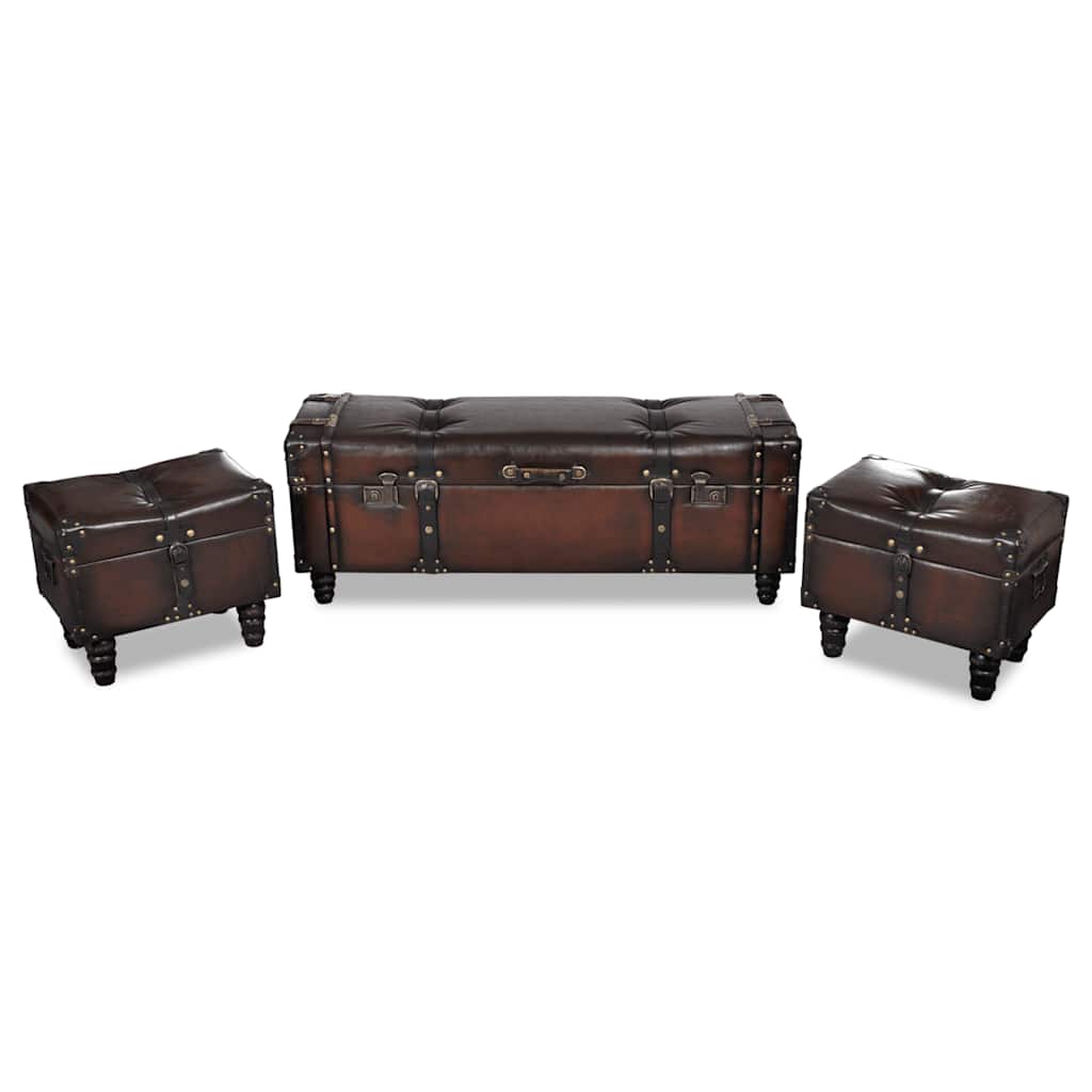 Storage Bench Set Brown 3 pcs