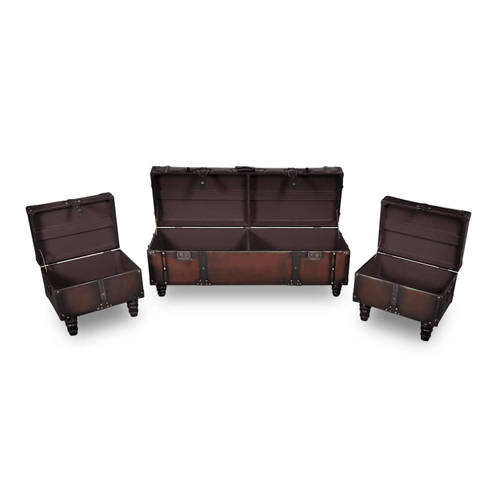 Storage Bench Set Brown 3 pcs