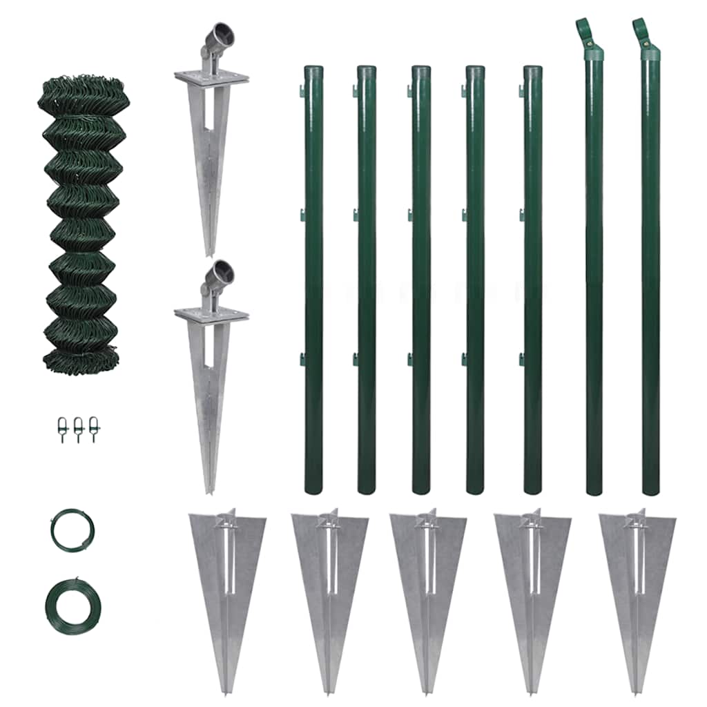 Chain Link Fence with Posts Spike Steel 1.5x15 m