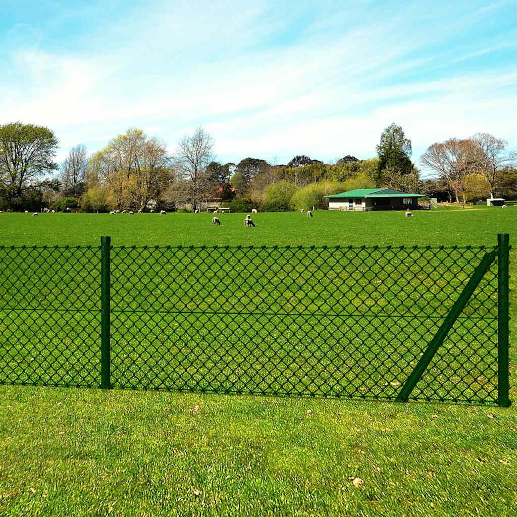 Chain Link Fence with Posts Spike Steel 1.5x15 m