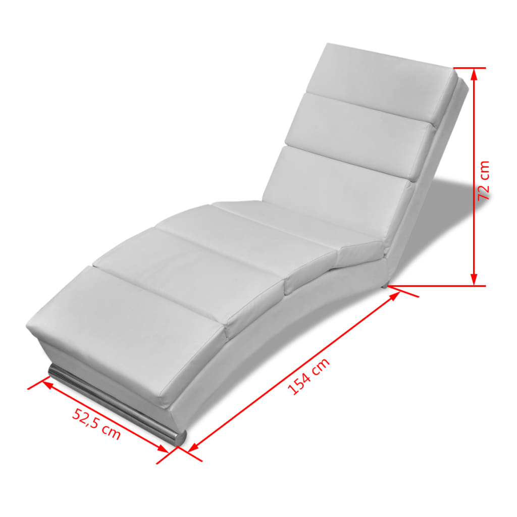 Chaise Longue White Faux Leather