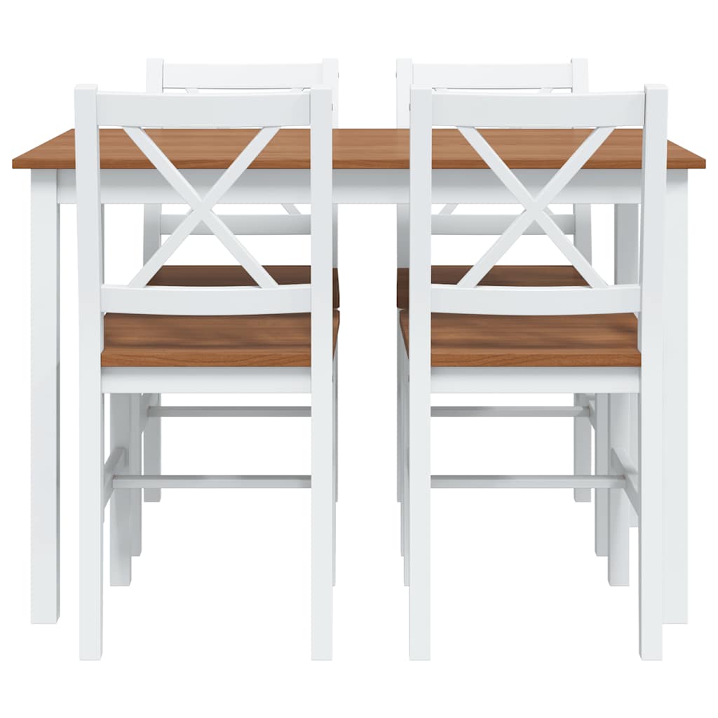 5 Piece Dining Set Brown and White