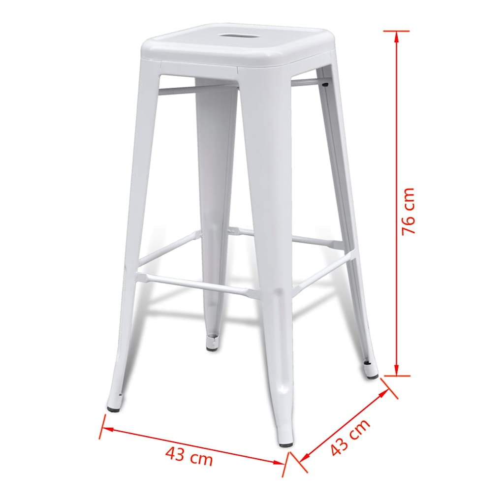 Bar Stools 2 pcs White Steel