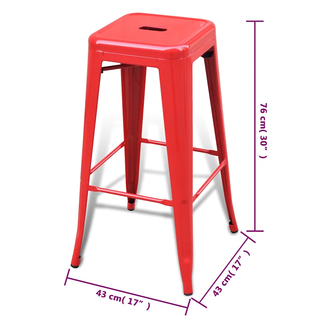 Bar Stools 2 pcs Red Steel