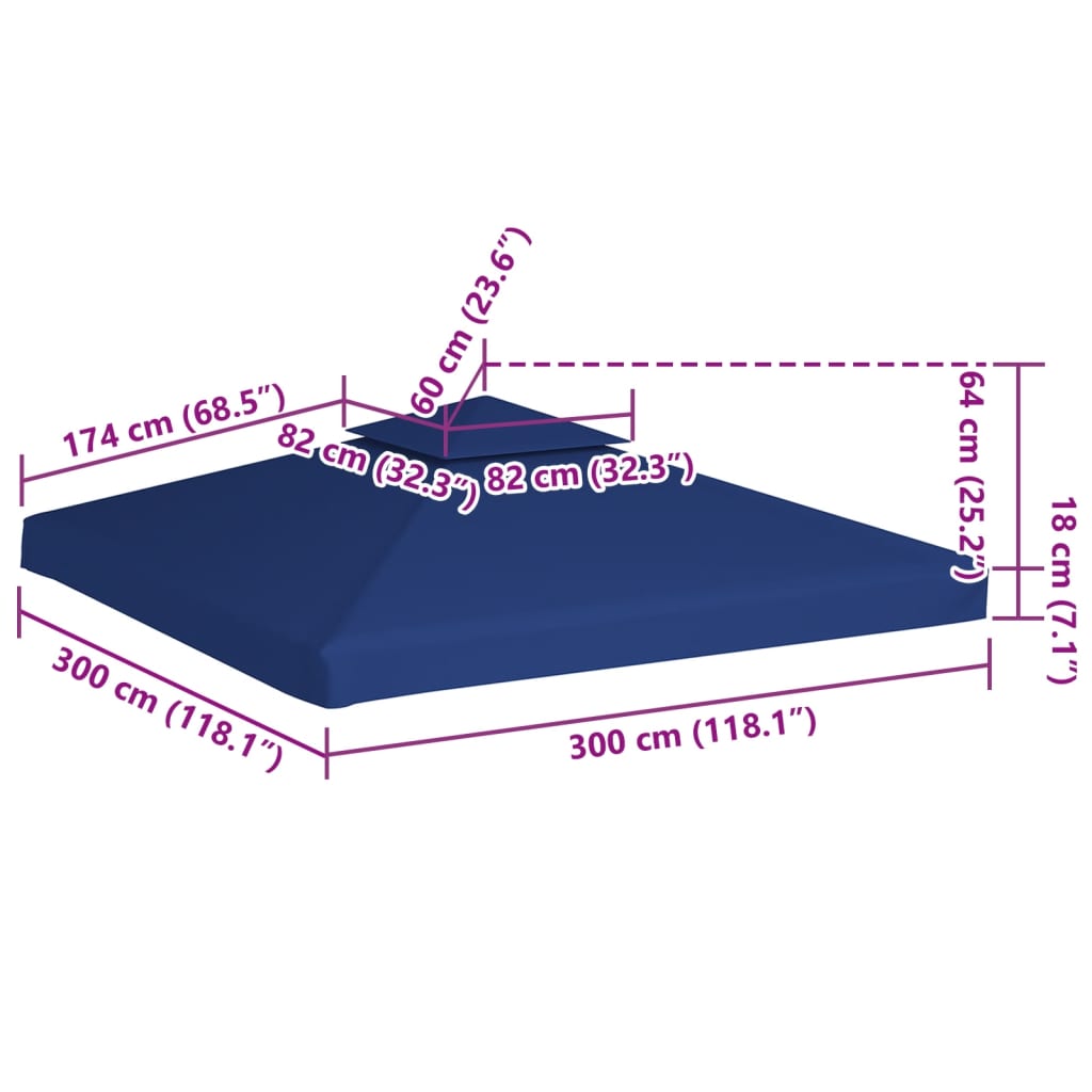 Water-proof Gazebo Cover Canopy 310 g / m² Dark Blue 3 x 3 m