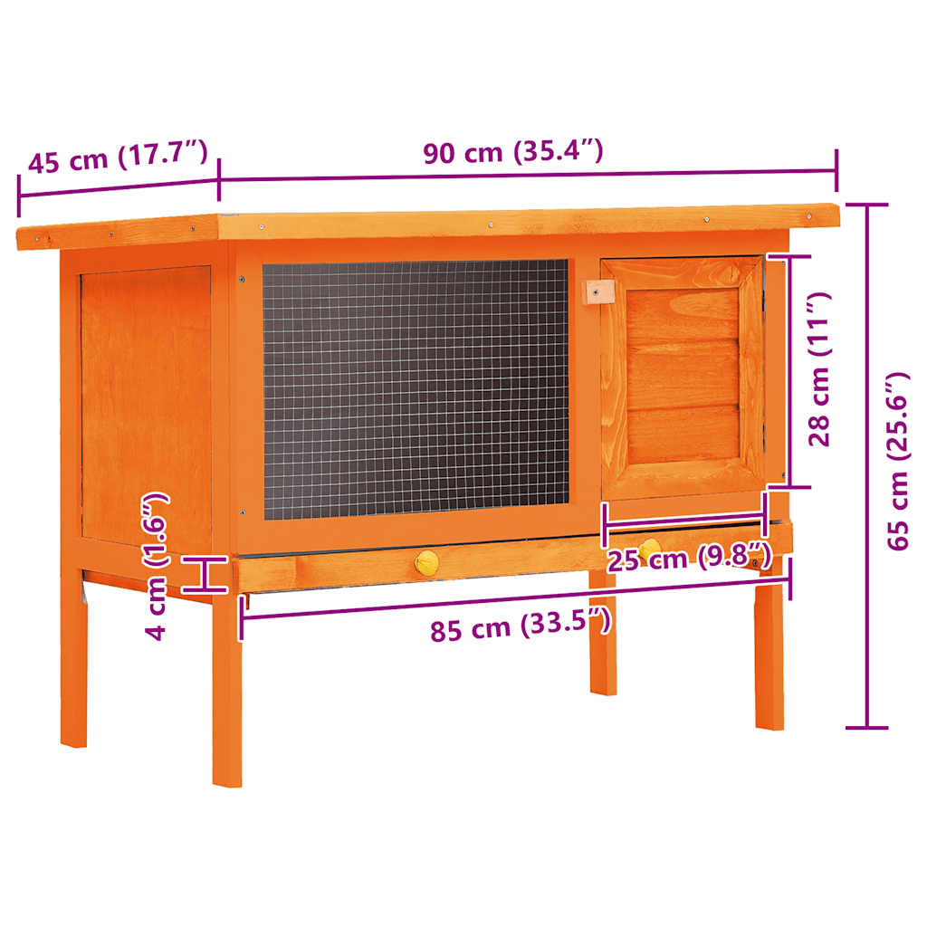 Outdoor Rabbit Hutch Small Animal House Pet Cage 1 Layer Wood