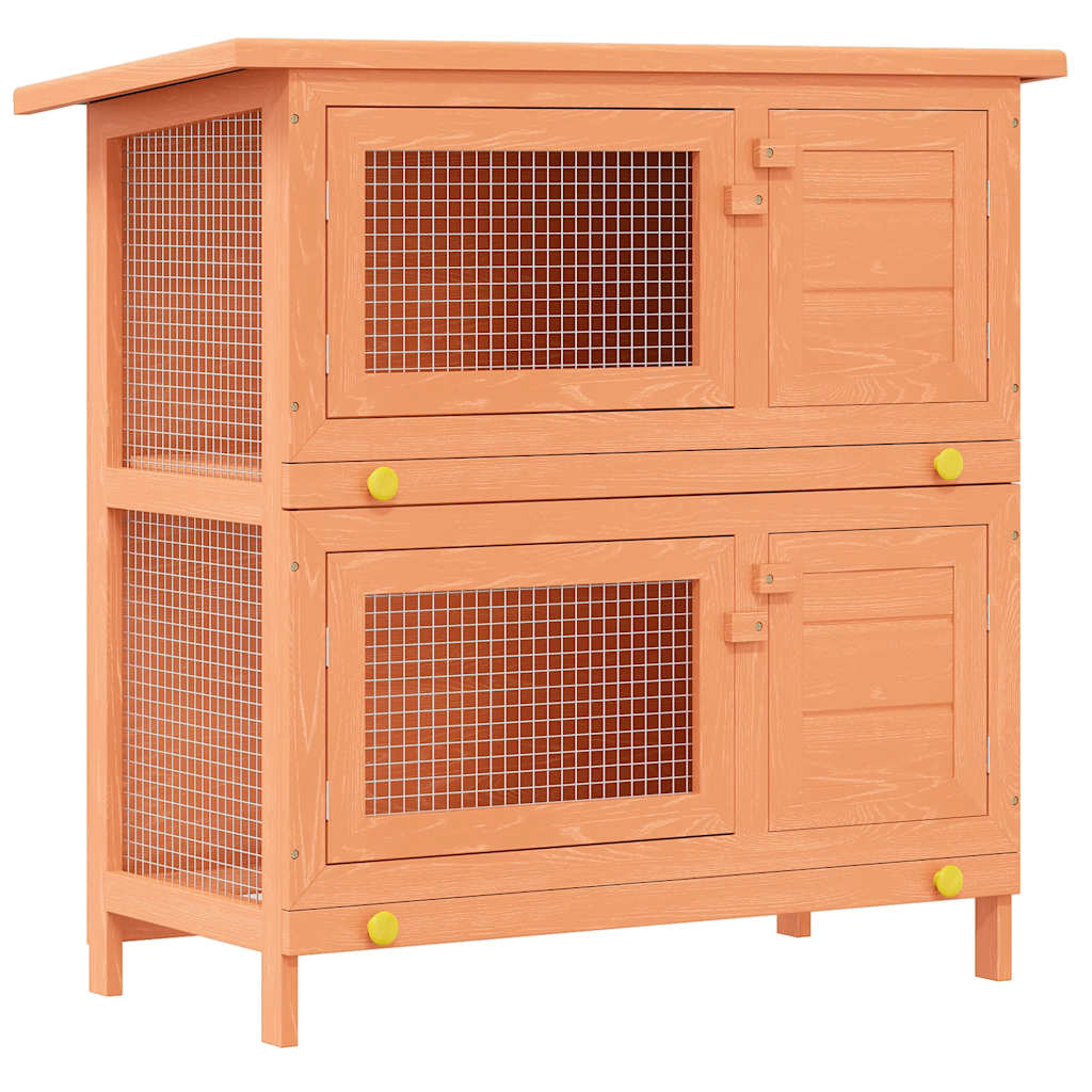 Outdoor Rabbit Hutch Small Animal House Pet Cage 4 Doors Wood