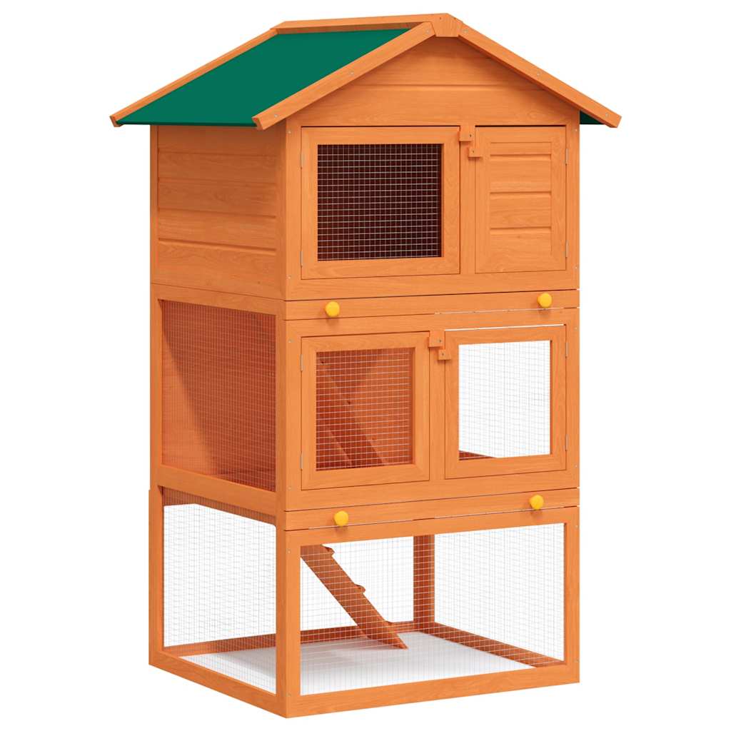 Outdoor Rabbit Hutch Small Animal House Pet Cage 3 Layers Wood