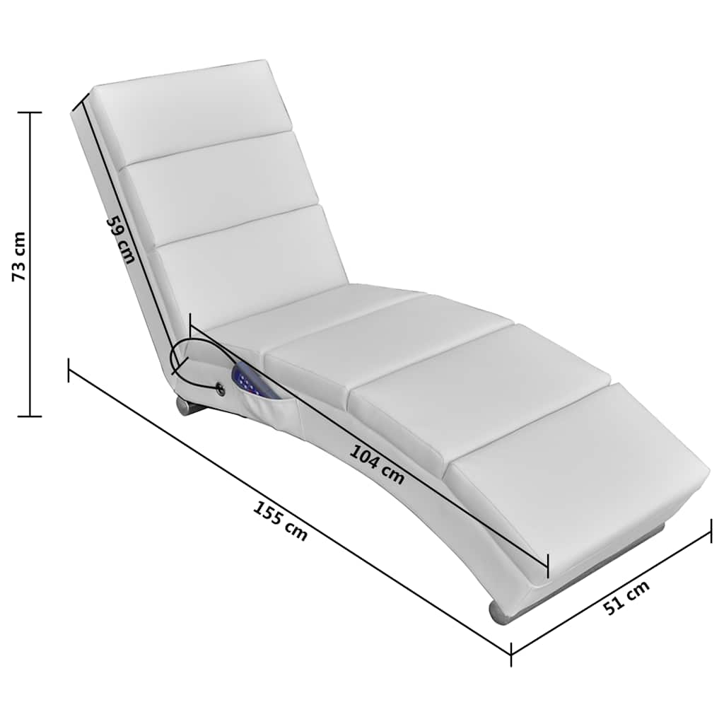 Massage Lounger White Faux Leather