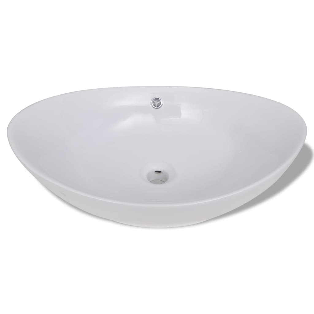 Luxury Ceramic Basin Oval with Overflow 59 x 38.5 cm