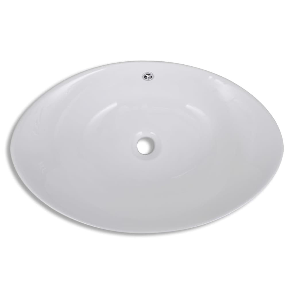 Luxury Ceramic Basin Oval with Overflow 59 x 38.5 cm