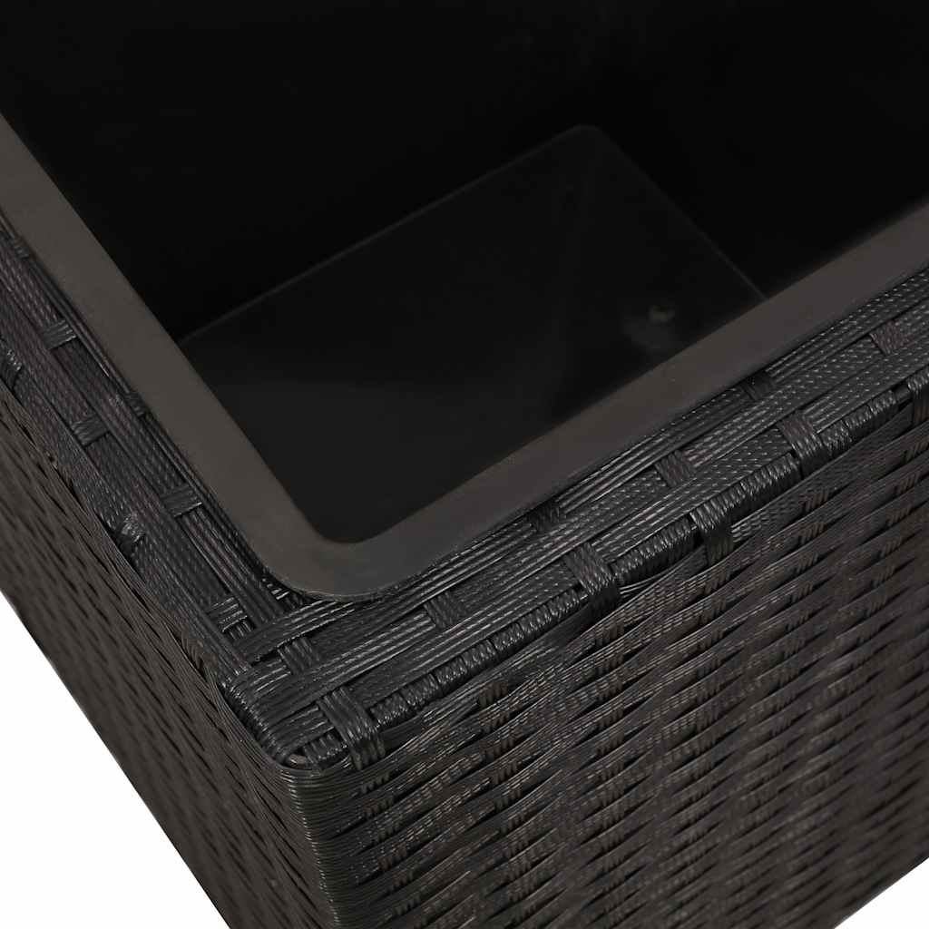 Garden Square Rattan Raised Bed Set 3 pcs Black