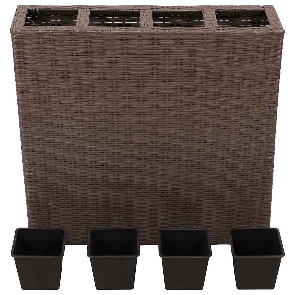 Garden Rectangle Rattan Raised Bed Set Brown