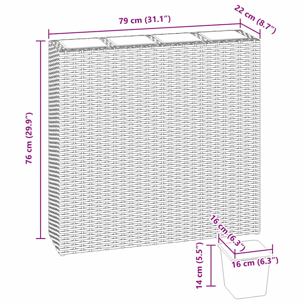 Garden Rectangle Rattan Raised Bed Set Brown