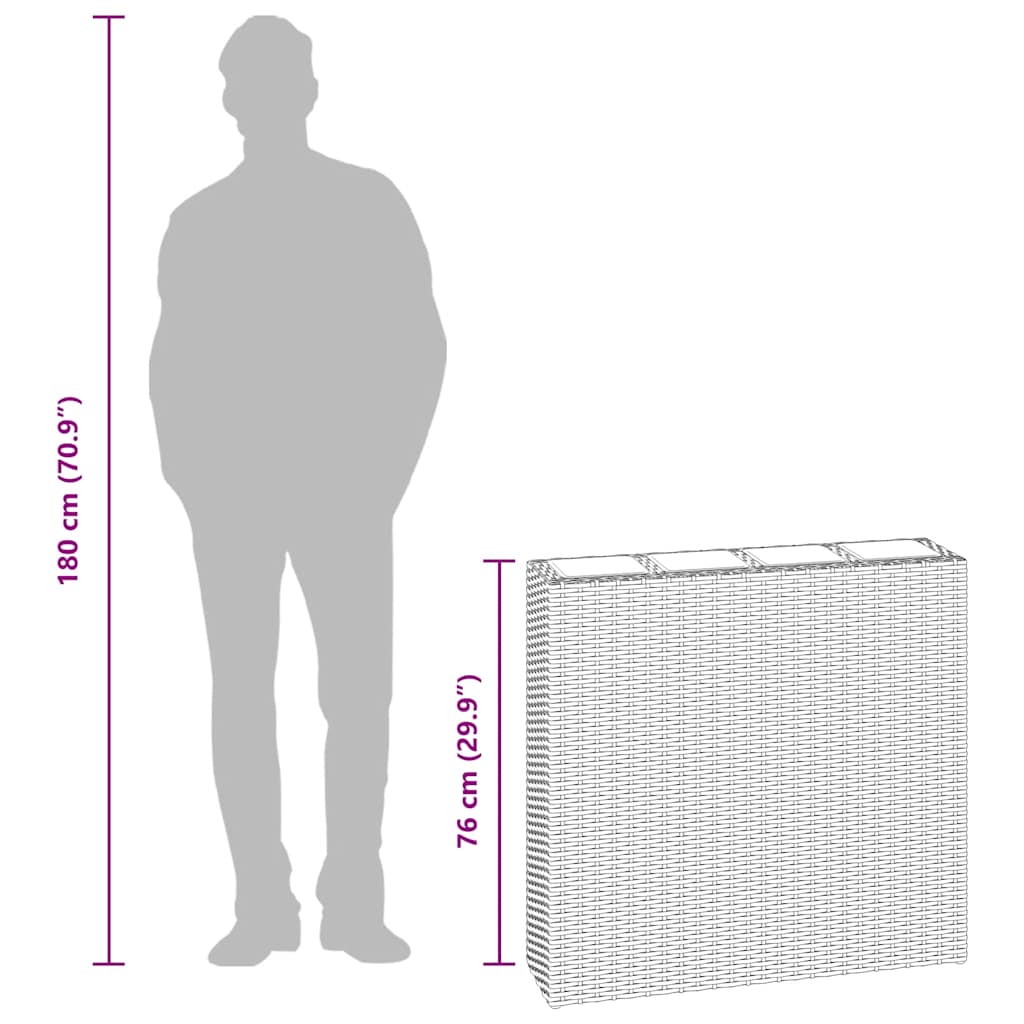 Garden Rectangle Rattan Raised Bed Set Brown