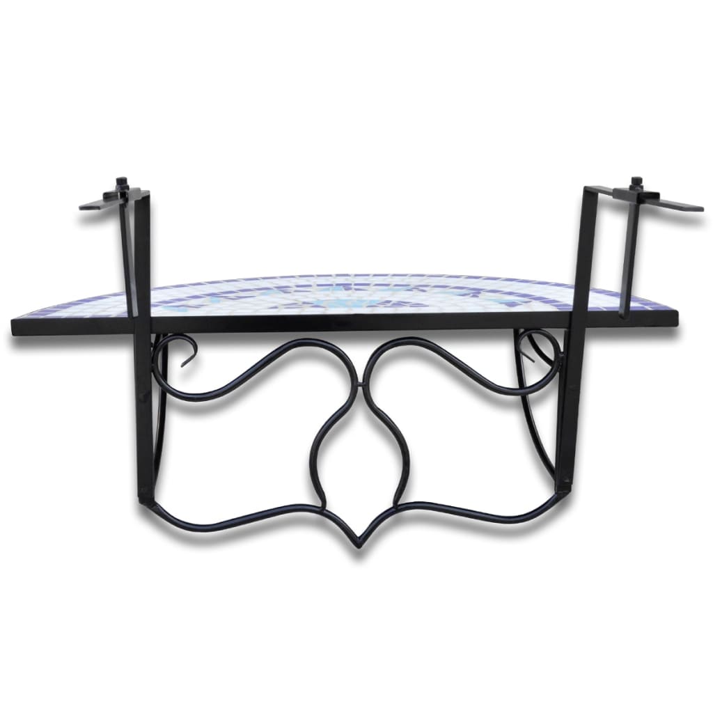 Hanging Balcony Table Blue And White Mosaic