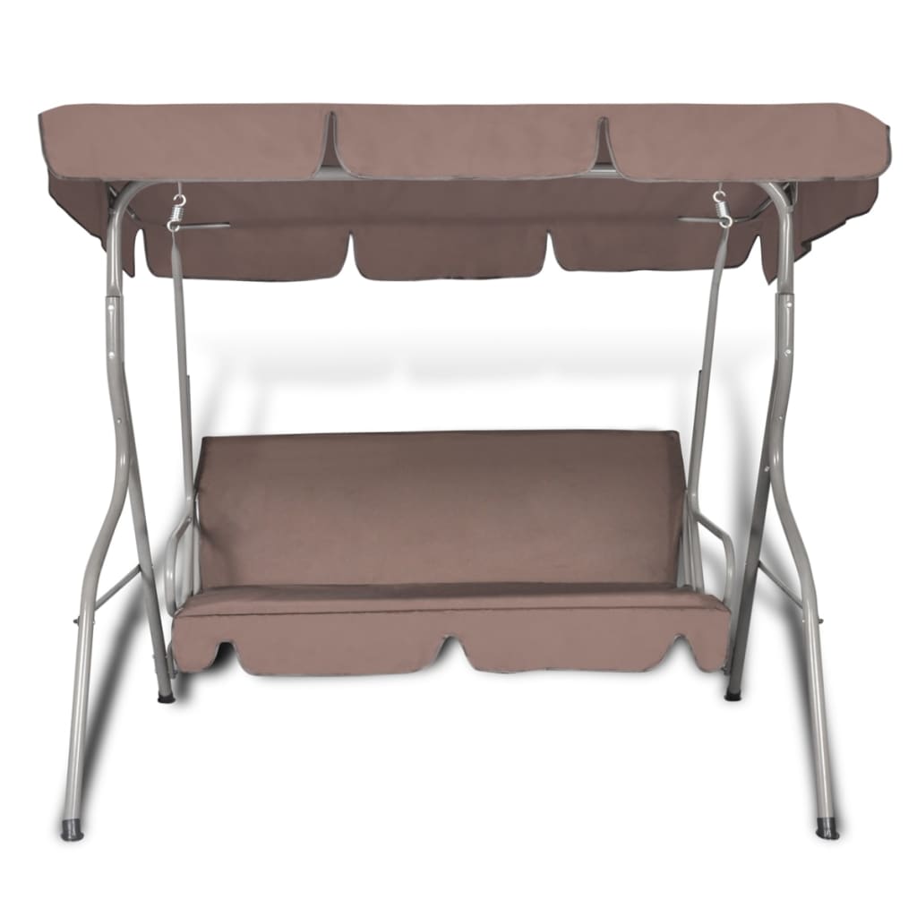 Outdoor Hanging Swing Bench with a Canopy Coffee for 3 Persons