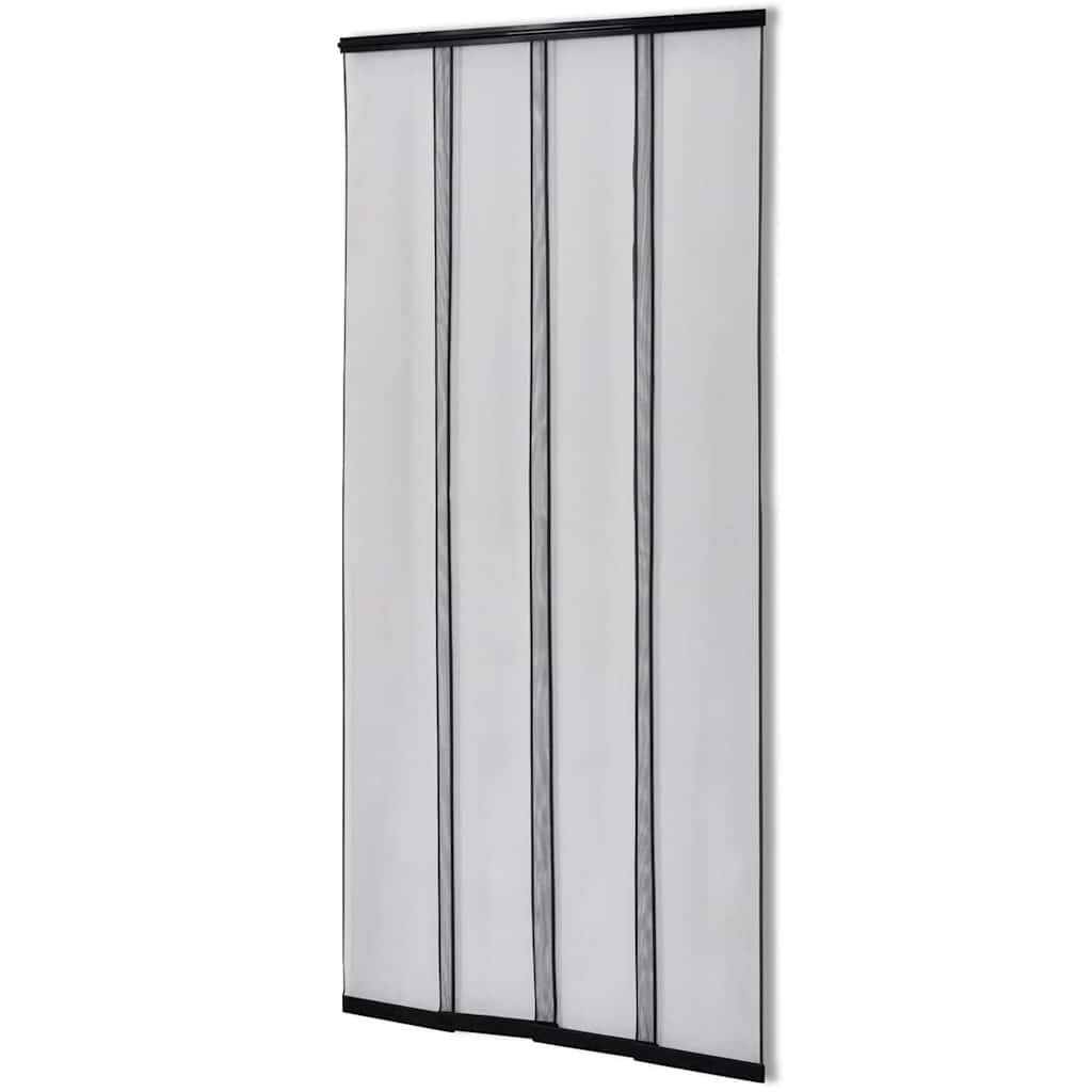 Insect Door Screen 4-Piece Mesh Curtain 220 x 100 cm Black Polyester