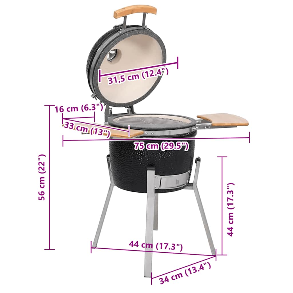 Kamado Barbecue Grill Smoker Ceramic 33 cm